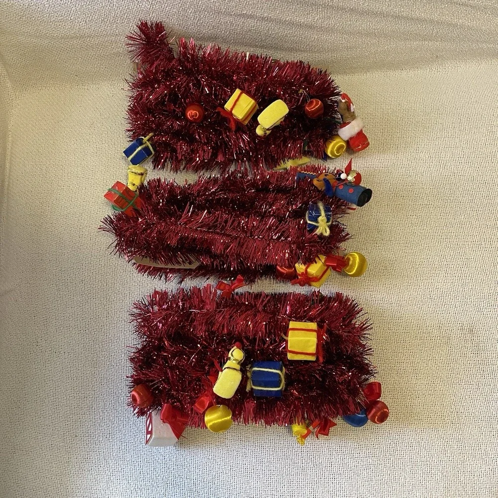 Vintage Red Tinsel Garland Toys Santa Present Felt 45' Kurt Adler Tree Christmas